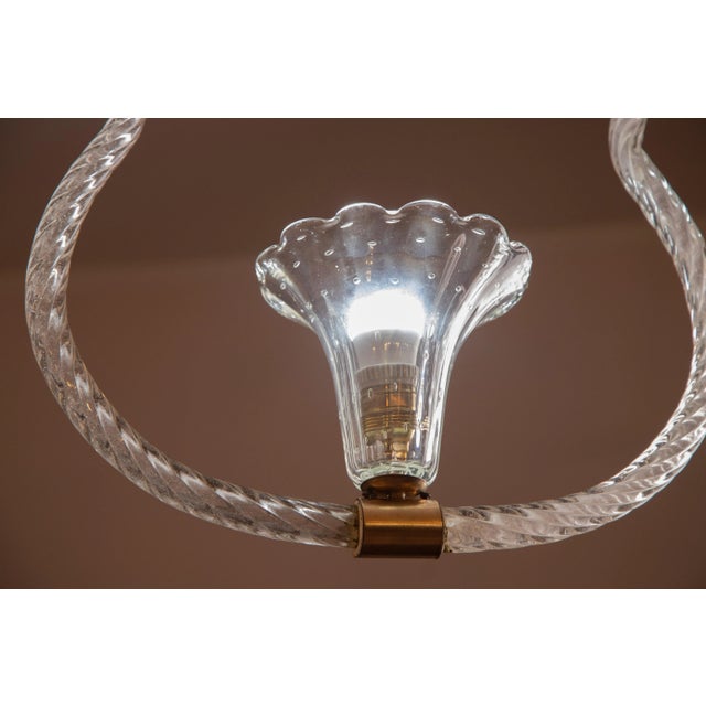 Metal Vintage Murano Pendant Light, "Blucante Glass", 1950 For Sale - Image 7 of 12