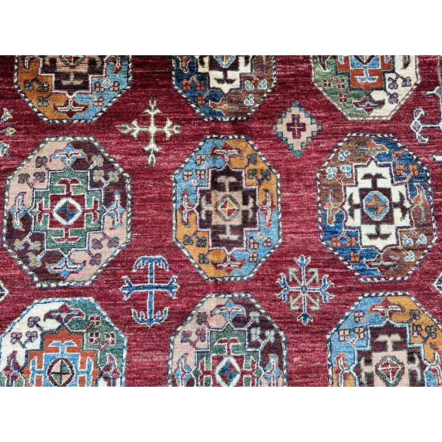 Red Memling Gul Kazak Hand-Knotted Wool Rug - 5'4" X 8'3" For Sale - Image 11 of 15