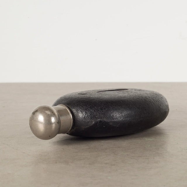 Industrial Antique Leather and Glass Flask C.1940 For Sale - Image 3 of 8