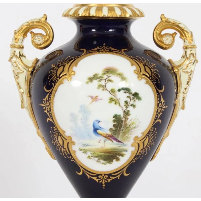 Antique Coalport Vases in Cobalt Blue by A. Perry, 1890s, Set of 2 For Sale - Image 14 of 18