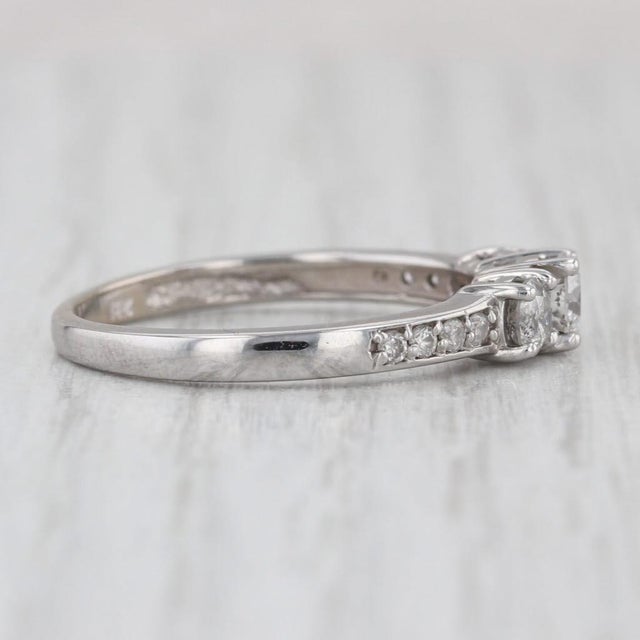 2010s 0.81ctw Diamond 3-Stone Engagement Ring 14k White Gold Size 9.25 Ring For Sale - Image 5 of 8
