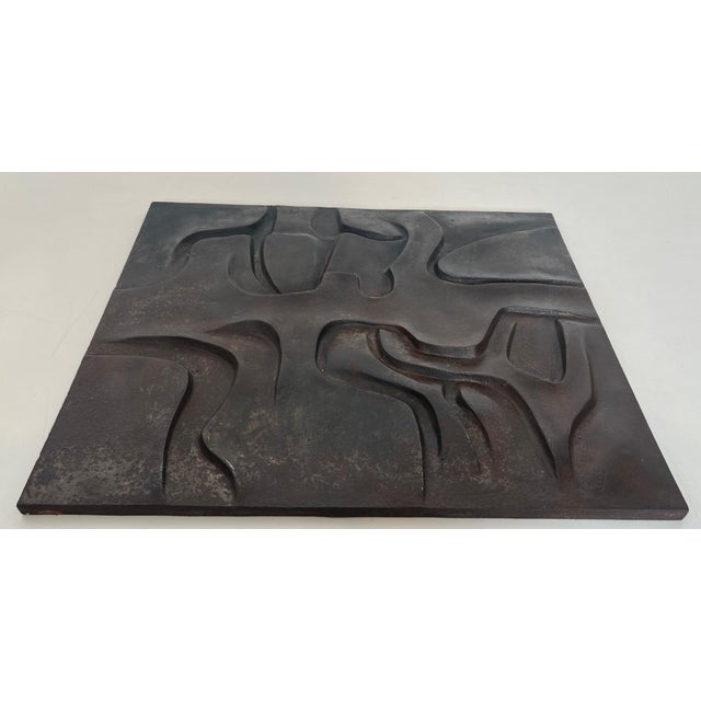 Mid-Century Modern Modernist cast iron fireback. French work. Circa 1970 For Sale - Image 3 of 12
