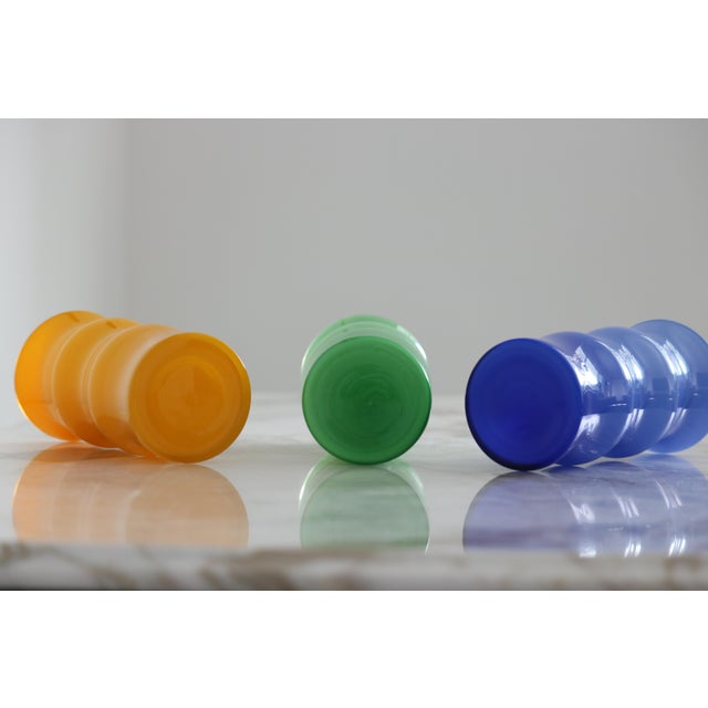 Late 20th Century Set of 3 Colorful Murano Style Glass Vases in the Style of Carlo Moretti, Late 20th Century For Sale - Image 5 of 12