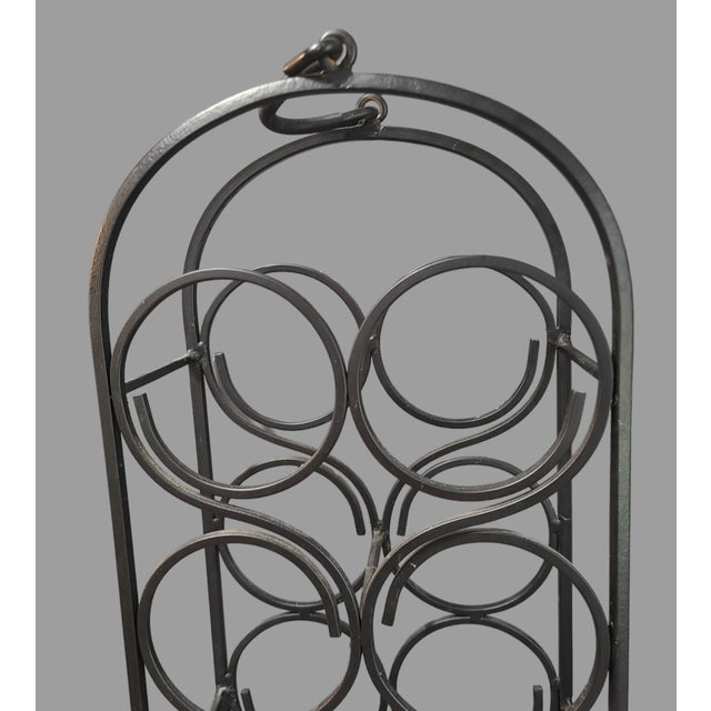 Vintage Wrought Iron Freestanding Countertop Eight Bottle Wine Rack For Sale - Image 4 of 8