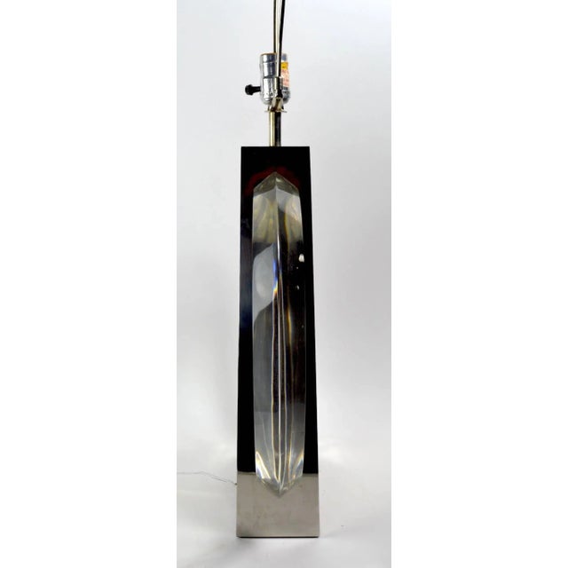 Metal Chapman Chrome and Lucite Lamps - a Pair For Sale - Image 7 of 9