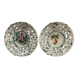 Vintage 1960s Italian Hand Painted Plates - a Pair For Sale