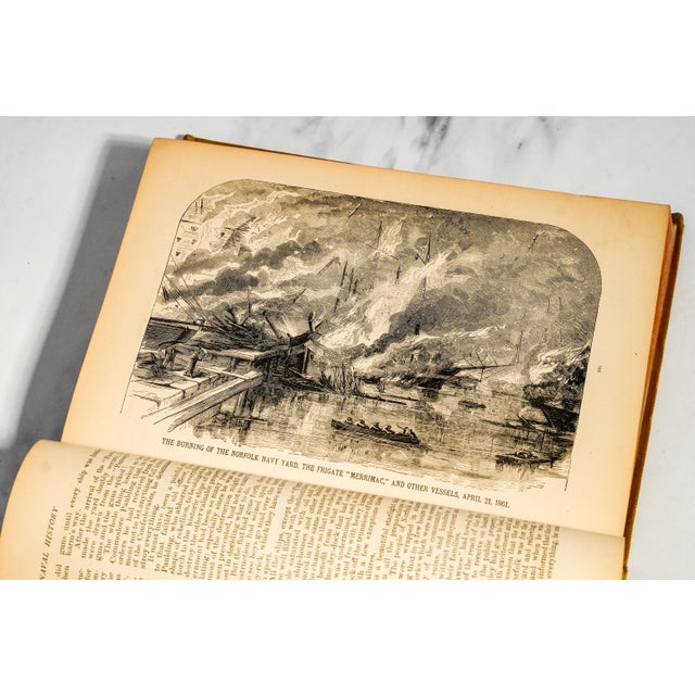 Yellow Fascinating Antique United States Naval History of the Civil War by Admiral David D. Porter Illustrated u.s. Navy Book History For Sale - Image 8 of 11