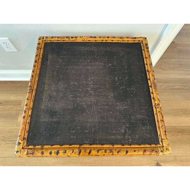 Mid 20th Century Vintage Chinoiserie Grasscloth & Tortoiseshell Side Table, Mid-20th Century For Sale - Image 5 of 7