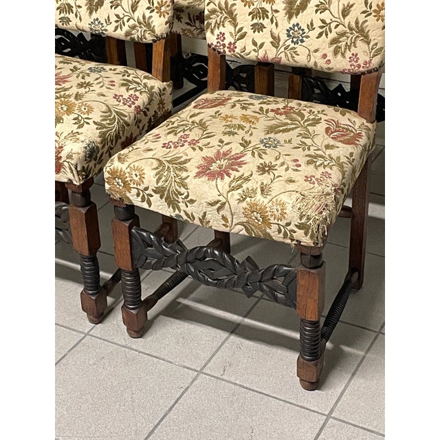 Wooden Chairs from the 1940s with Turned and Carved Details, Set of 6 For Sale - Image 10 of 18