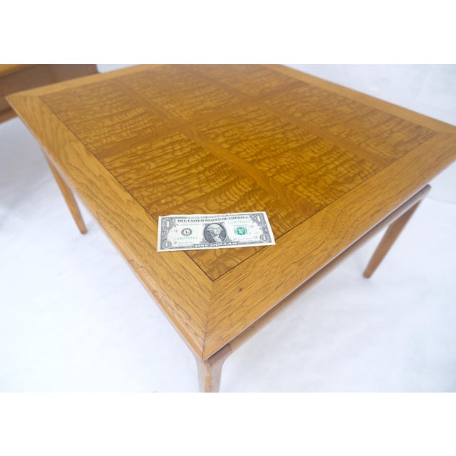 Tangerine Pair of Fine Blond Tiger Maple Square End Side Lamp Tables One Drawer MINT For Sale - Image 8 of 18