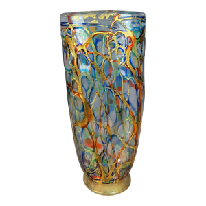 Enrico Cammozzo Murano Glass Gold Leaf Vase