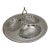Vintage Regency Style Silver Tone Triple Shell Divided Serving Tray With Stylized Handle For Sale