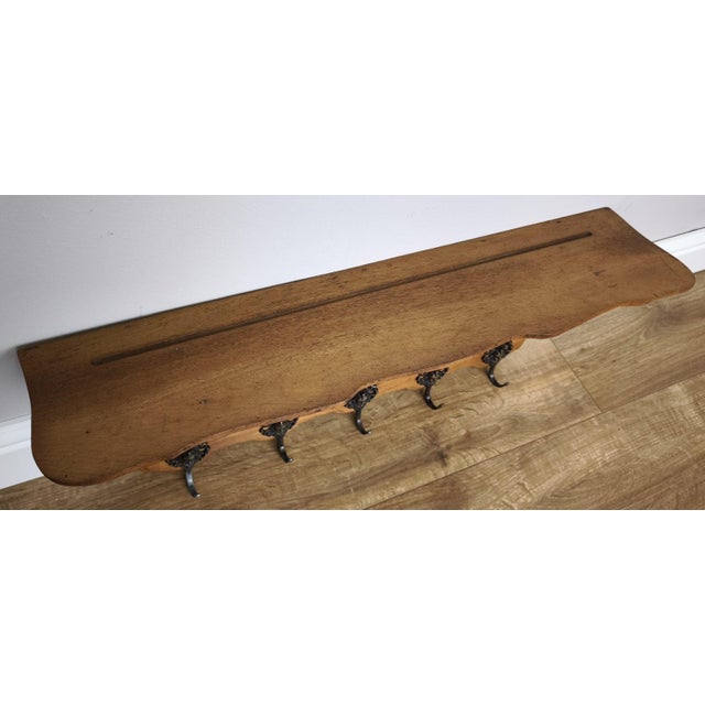 Brown Vintage French Coat Rack in Oak For Sale - Image 8 of 9