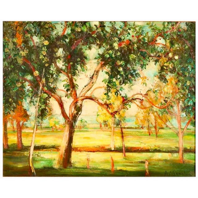 André Vignoles, French Post Impressionist Oil Painting Andre Vignoles Wooded Landscape For Sale - Image 11 of 11