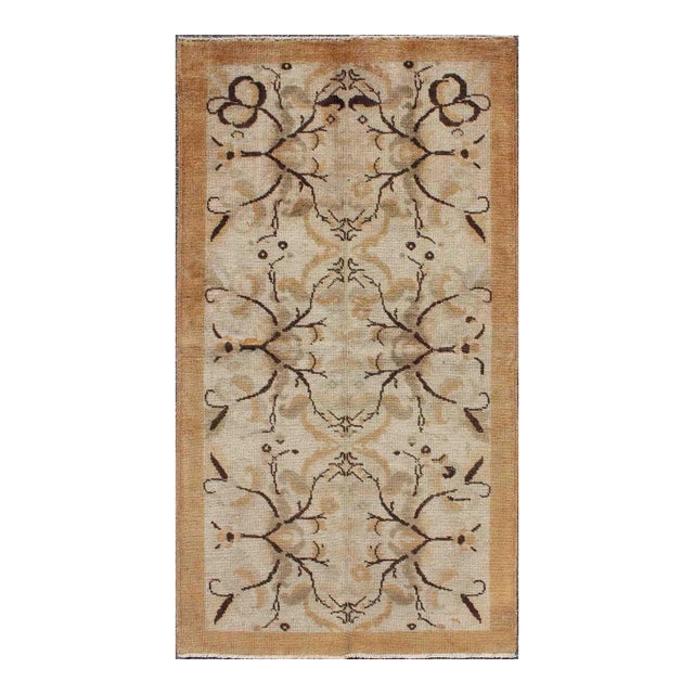 Vintage Turkish Oushak Rug With All-Over Floral Design 3'3"x6'3" For Sale