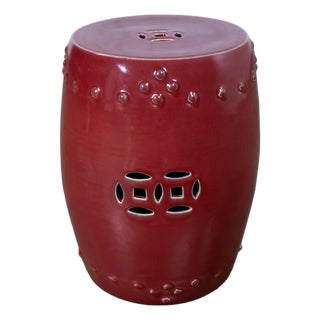 Late 20th Century Traditional Asian Garden Stool or Plant Stand From Gumps Oxblood Glazed Ceramic For Sale