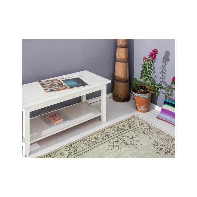 Faded Green Vintage Turkish Oushak Rug - 5`8" X 9`8" For Sale In Los Angeles - Image 6 of 6