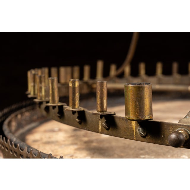 Brass Antique Multi-Tier Brass Candelabrum Table on Ornate Stand For Sale - Image 8 of 12