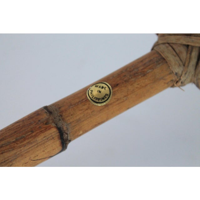 Wood Vintage Rattan Two Tiered Plant Stand For Sale - Image 7 of 7