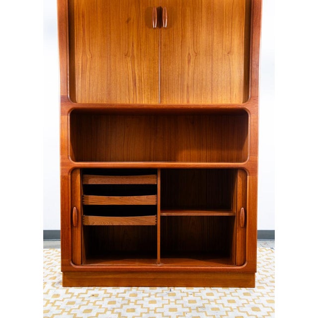 Drylund 1960s Mid Century Danish Cabinet Dyrlund Teak Wide Storage Tambour Doors Shelving MCM For Sale - Image 4 of 12