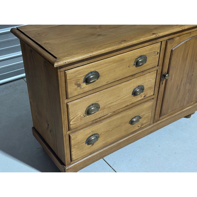 Wood Antique Pine Dresser Base From England For Sale - Image 7 of 18