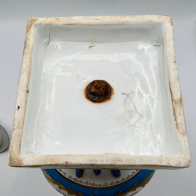 Antique French Sevres Style Porcelain Double Handled Urn For Sale - Image 13 of 16