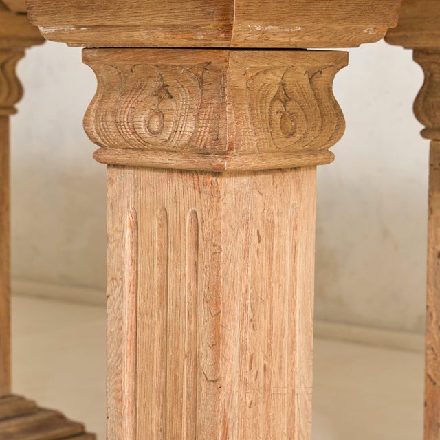 Tan French Neoclassical Revival Oak + Pink Granite Top Desk, 1940s For Sale - Image 8 of 11