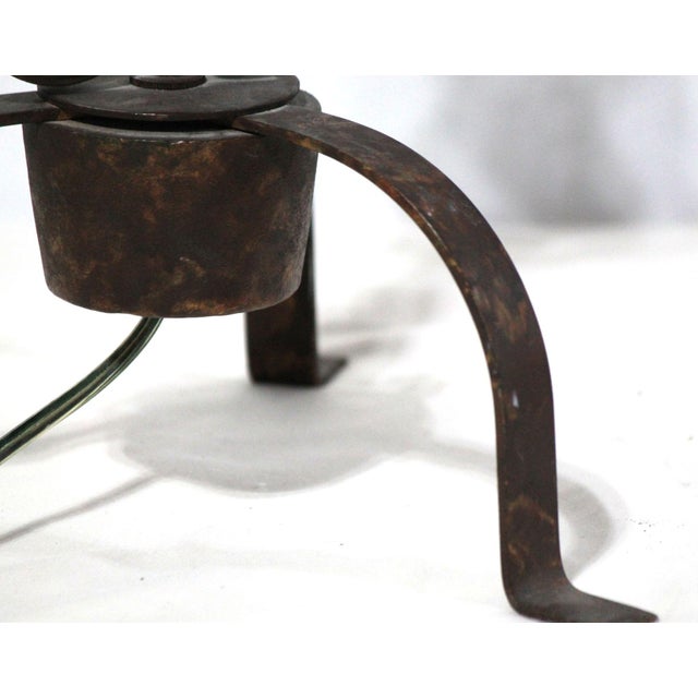 Vintage Jg Rempp Hand-Forged Wrought Iron Lamp Signed For Sale - Image 6 of 8