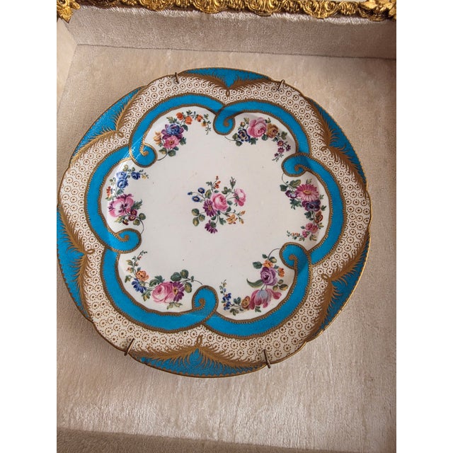 Pair of 18Th Century Sevres Porcelain Plates Mounted in Shadow Box Frames For Sale - Image 4 of 16