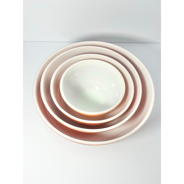 Corning Inc. 1970s Pyrex “Autumn Harvest (Wheat)” 4-Piece Orange Glass Mixing Bowl For Sale - Image 4 of 9
