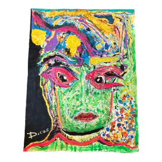 1970s Original Abstract Expressionist Pop Art Portrait Painting For Sale
