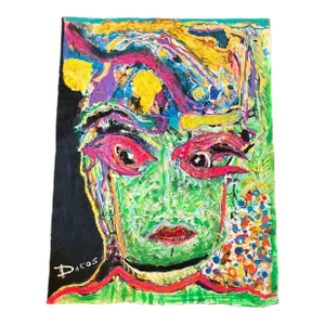 1970s Original Abstract Expressionist Pop Art Portrait Painting