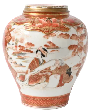 Meiji Period Japanese Kutani Ware Porcelain Ginger Jar, 1880s