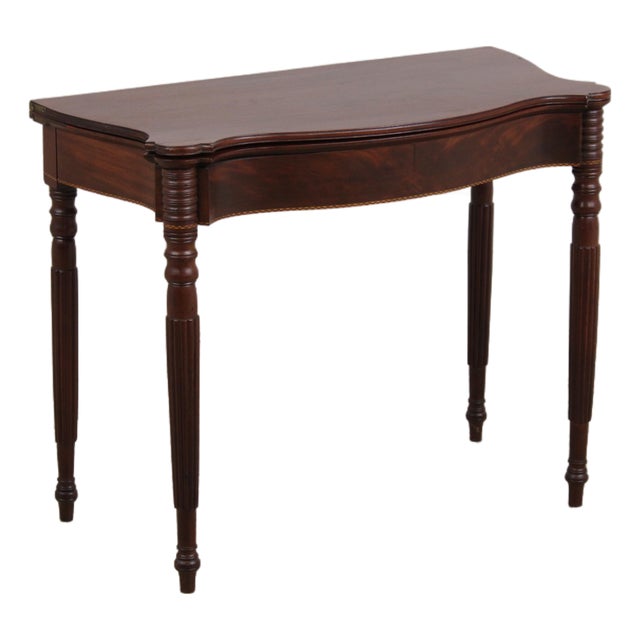 Antique 19th Century Mahogany Inlaid Flip Top Game Table For Sale