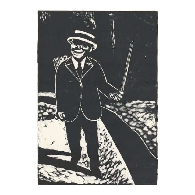 1971 Sidney Chafetz Stroller Woodblock For Sale