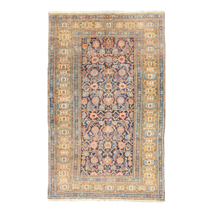 Antique Persian Bidjar Rug With Classic Medallion Pattern in Orange 4'6 X 7'8