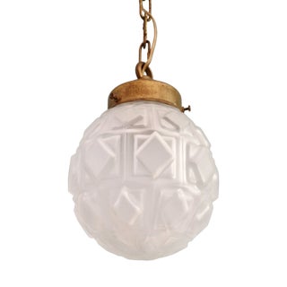 Art Deco Pendant Light in Frosted Molded Pressed Glass, 1930s For Sale