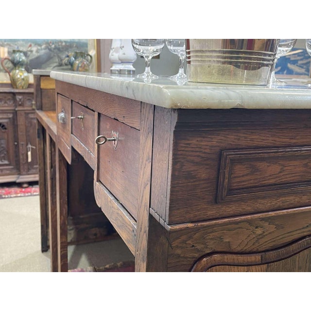 Bar Counter in Oak with Zinc and White Marble For Sale - Image 11 of 18