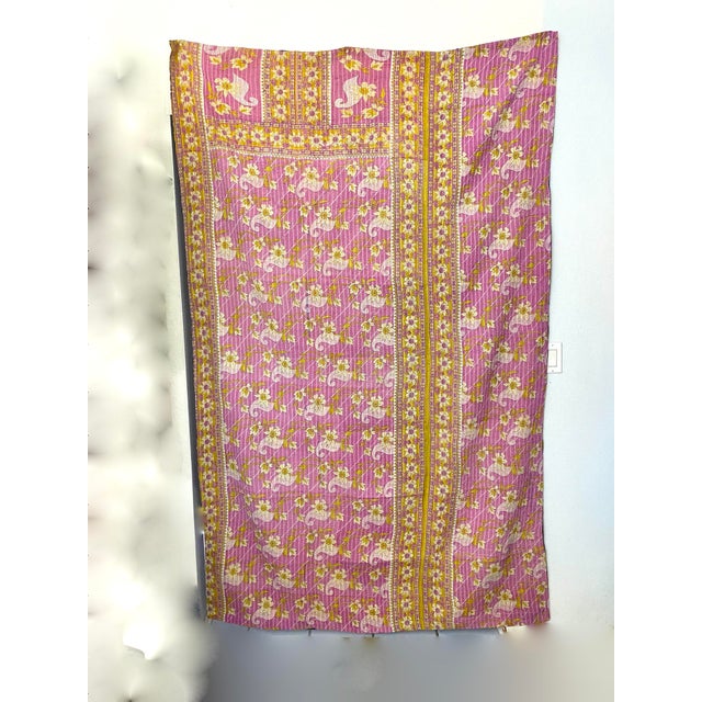Textile Vintage Kantha Reversible Throw For Sale - Image 7 of 9