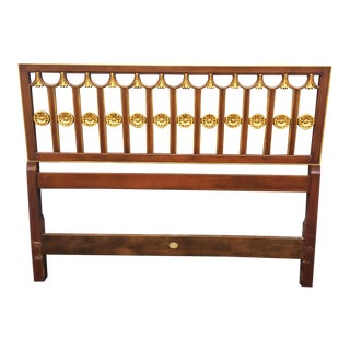 Hollywood Regency Full Size Carved & Gilt Bed by Baker Headboard & Frame For Sale