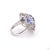 Metal 2.58 Carat Old European Cut Diamond Blue Sapphire Gold Ring, Size 6.5 For Sale - Image 7 of 9