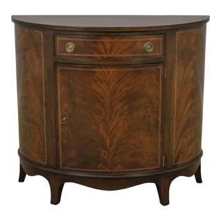 Kittinger Inlaid Mahogany Demilune Console Cabinet For Sale