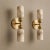 Metal Luxury Alabaster Wall Sconce Set of 2, Handcrafted Solid Brass Double Cylinder Wall Sconce, Italian Marble Wall Lamp, Brass Double Light Fixture For Sale - Image 7 of 10