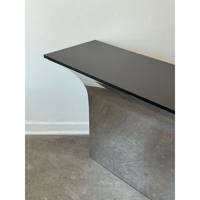 1980s Sally Sirkin Lewis Style Steel & Granite Console Table For Sale - Image 10 of 14