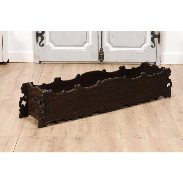 1890s French Oak Planter with Carved Gardening Themed Frieze For Sale - Image 12 of 12