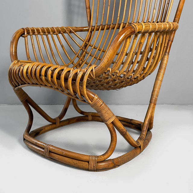 Set of Mid-Century Modern Italian Rattan B4 Armchair and Ottoman from Tito Agnoli, 1950s For Sale - Image 12 of 18