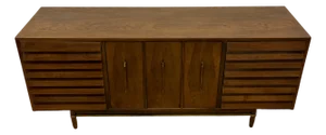 Mid-Century Modern Sculptural Walnut Dresser or Credenza Sideboard by American of Martinsville