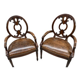 Maitland-Smith Mahogany Office Armchairs - Set of 2 For Sale