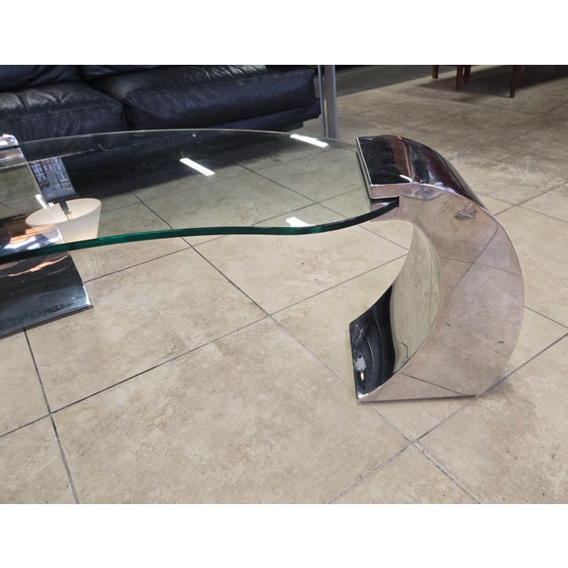 1970s VIntage Chrome and Glass Coffee Table by Karl Springer For Sale - Image 5 of 8
