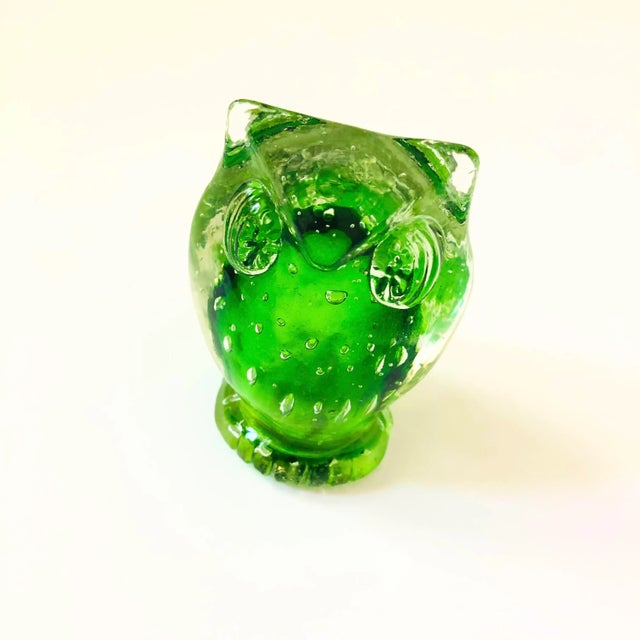 Mid-Century Modern Art Glass Owl For Sale - Image 3 of 8